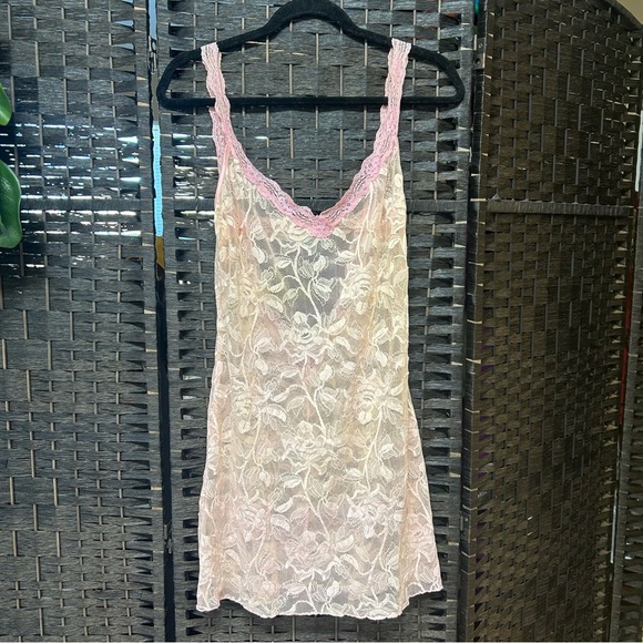 Victoria’s Secret vintage lace shirt nightgown in pink size large open back - Picture 3 of 12